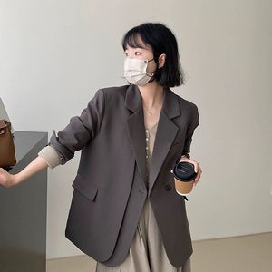 Korean Style Eco-Friendly Breathable Black <strong>Grey</strong> Oversized <strong>Blazer</strong> | 2025 Early Autumn <strong>Women's</strong> Casual Designer Jacket Worsted - Product Image 5