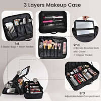 Grande Mallette de Maquillage XL avec Miroir, 3 Niveaux, Trousse de Rangement Cosmétique, Organisateur de Vernis à Ongles, Valise de Voyage pour Salon et Coiffure avec Séparateurs