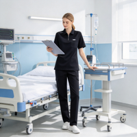 Ensemble de blouses médicales tissées à demi-zip, haut à manches courtes et pantalon cargo, uniforme médical pour hommes et femmes, tenue de travail pour hôpital et clinique