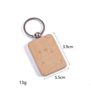 Porte-clés en bois de hêtre vierge personnalisable avec logo, pendentif en bois massif écologique, gravure laser créative pour mousquetons promotionnels - Product Image 4