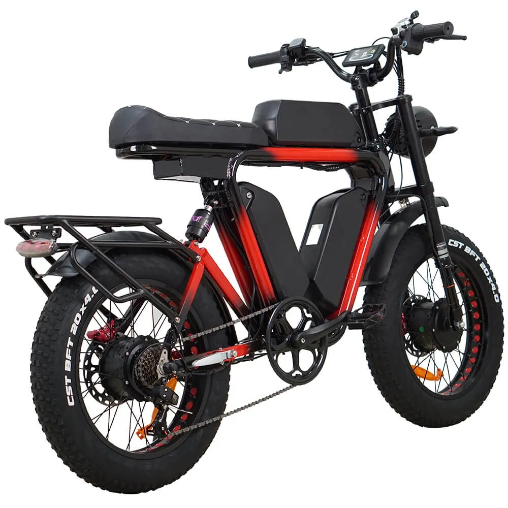 욜린 전기 자전거 듀얼 모터 2000W 66Ah 리튬 이온 배터리 20 ''팻 타이어 전기 자전거 52V