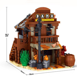 West Cowboy City Bank LED House Modular Buildings <b>Blocks</b> City View Architecture Brick Model Kit Boys Toy Adults Kid Gift 1299PCS - Product Image 6