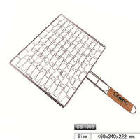 Panier à poisson à revêtement antiadhésif à manche en bois pour barbecue de camping de fête et outils de barbecue à viande rôtie grillée