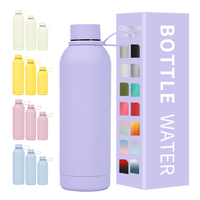 Logo personnalisé écologique extérieur bouteille de boisson isolée bouteille d'eau noire bouteille en aluminium 500 ml bouteille d'eau en acier inoxydable