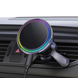<span class=keywords><strong>Chargeur</strong></span> de voiture sans fil tendance 2025 avec lumière colorée, rotation à 360 degrés, support magnétique pour téléphone de voiture, charge rapide - Product Image 3