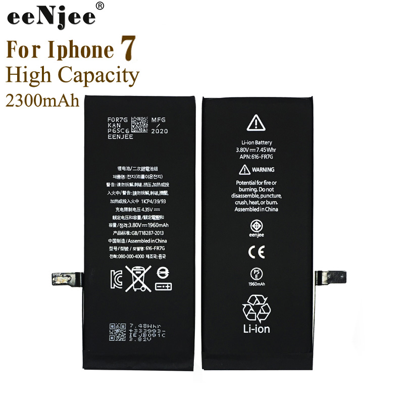 Аккумулятор высокой емкости для мобильного телефона iPhone 7, 7G, оригинальный прочный аккумулятор IC, зарядка 500 раз