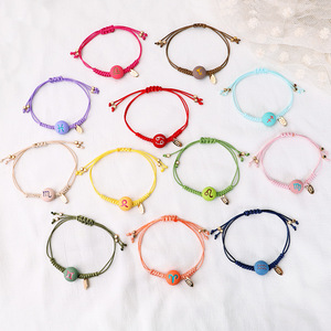 Bracelet en céramique des 12 constellations du zodiaque, bracelet en corde tressée de couleur bonbon, bracelet porte-bonheur pour femmes - Product Image 6