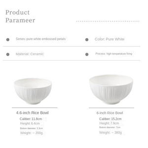 白いセラミックボウルパンプキンエンボス磁器ライスボウルキッチンパーティーホテルレストラン - Product Image 6