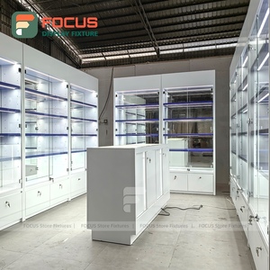 Vitrine d'exposition en verre personnalisée pour magasin de détail Armoire murale pleine hauteur Étagère à led Unité de présentation verrouillable Tiroir de rangement - Product Image 3