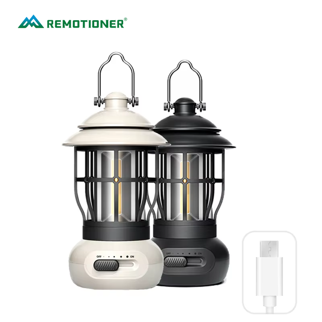 New Outdoor LED Camping Atmosphere Lighting Vintage Lanterns USB Rechargeable Tent Camp Light