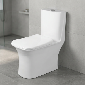 Toilette monobloc élégante en céramique blanche Garniture dorée S-Trap Siphonic Double chasse Réservoir dissimulé WC Salle de bain Sanitaire Washdown - Product Image 1
