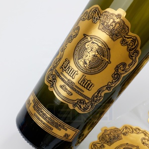 3D dập nổi nhôm mềm chai rượu vang nhãn mạnh mẽ dính 3D vàng mềm kim loại Vodka nhãn rượu cho chai - Product Image 2