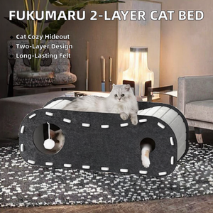 <span class=keywords><strong>FUKUMARU</strong></span> Lit pour chat en feutre durable à 2 couches de haute qualité, niche pour chat d'intérieur, emballage en boîte, noir, pour dormir et se cacher - Product Image 2