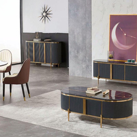 Meubles de maison modernes de luxe, meubles de salon et de salle à manger, armoires en bois MDF avec dessus en pierre, buffet, console, table de rangement 2