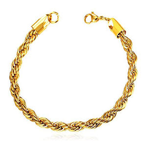 سوار أوليفيا بانك للرجال من الفولاذ المقاوم للصدأ بطول 8 بوصات، سلسلة يد سوداء مطلية بالذهب عيار 18 قيراط بتصميم حبل ملتوي للرسغ - Product Image 2