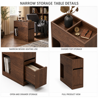 Table d'appoint étroite peu encombrante avec tiroir de rangement divisé et étagère latérale ouverte pour salon et chambre