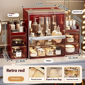 กล่องเก็บเครื่องสำอางแบบใส PET สามชั้น ป้องกันฝุ่น เป็นมิตรกับสิ่งแวดล้อม ผิวเงา ทันสมัย ประหยัดพื้นที่ - Product Image 6