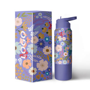 Houroffer nouveau brevet 680ml Standard bouche couvercles fiole à vide Sport boire bouteille d'eau en acier inoxydable pour les filles - Product Image 1