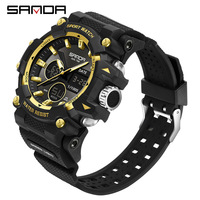 Montre de sport pour homme SANDA 6225 de haute qualité, affichage analogique-numérique, lumineuse, résistante à l'eau 5BAR, bracelet en caoutchouc TPU, quartz