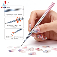 Pinceaux de nail art à manche acrylique dégradé tricolore anti-acétone, réglables 0-20 mm, pour la personnalisation de la longueur des cheveux, avec logo personnalisé