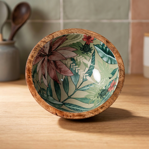 Oferta Especial: Cuencos Decorativos de Madera de Acacia 100% Natural, Pulidos, Estilo Vintage, Ecológicos, para Fiestas, con Diseños Impresos, para Almacenar Líquidos y Alimentos - Product Image 1