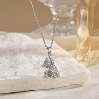 Collier pendentif Ours de dessin animé en cuivre avec pierre de projection incrustée de zircon, chaîne en bambou longueur clavicule, style sportif, 100 langues