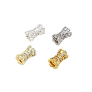 Bracelet DIY en cuivre plaqué or 14 carats avec zircon incrusté, vis, écrous, pétales, entretoises et perles baril, avec couleur inaltérable - Product Image 5
