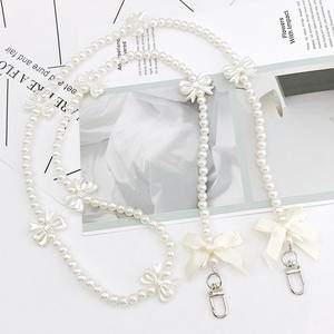 Perle noeud papillon sangle Anti-perte fronde sac à clip universel pour coque de téléphone lanière de téléphone perlée à la main longue bandoulière <span class=keywords><strong>collier</strong></span> chaîne - Product Image 6