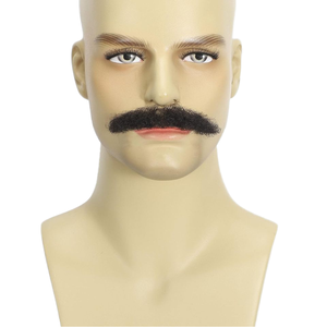 Peluca de cabello humano negro realista, <span class=keywords><strong>bigote</strong></span> falso de encaje Invisible grueso y barba para Cosplay, disfraces de Halloween, fiestas temáticas - Product Image 1