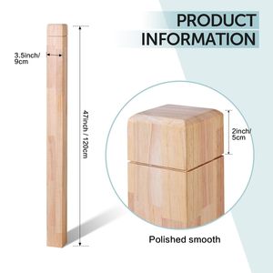 Tristcily - Juego de 4 postes de escalera de <span class=keywords><strong>madera</strong></span> de caucho de 35x47 con ranura única y muescas, para interior/exterior, para barandilla de escalera - Product Image 2