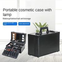 Trousse de Maquillage Portable en Aluminium Lumineuse avec LED Dimmable, Résistante au Feu, Grande Capacité, Professionnelle pour Tatouage, Nail Art et Mode
