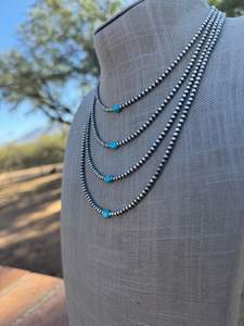 Collier artisanal en turquoise et argent sterling avec perles de 3 mm, bijou élégant, cadeau pour elle - Product Image 2