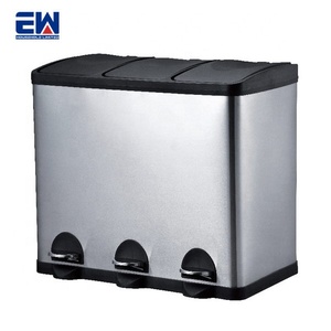 Cocina hogar reciclar Bin / 60L dos interior cubos rectángulo <span class=keywords><strong>Pedal</strong></span> de pie de acero inoxidable de papelera de <span class=keywords><strong>reciclaje</strong></span> - Product Image 3