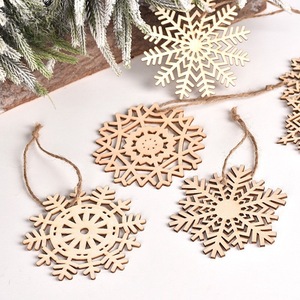 Adornos de copo de nieve de madera, decoraciones colgantes para árbol de Navidad, estilo rústico, madera sin acabar, manualidades, decoración DIY MSA008 - Product Image 4