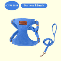 Harnais et laisse pour animaux de compagnie en faux daim doux, ensemble réglable anti-évasion, gilet pour chien et chat, logo personnalisé, sangle de promenade pour petit chiot