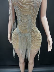 Mới lạ Y3811-D xu hướng sản phẩm 2025 New arrivals sang trọng <span class=keywords><strong>prom</strong></span> Dresses Evening Gown mới nhất Cocktail bên Dresses với tua - Product Image 3