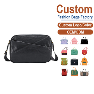 Bolso Bandolera Antirrobo de Cuero Genuino con Costuras Geométricas, Correa Ajustable y Bolsillo Frontal con Cremallera - Venta Directa de Fábrica, MOQ Bajo para Distribución Global - Product Image 1