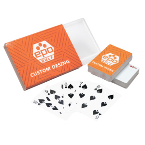 Tùy Chỉnh Không Thấm Nước 4 Màu Cầu Kích Thước <span class=keywords><strong>PVC</strong></span> Nhựa Chơi Thẻ Boong Tùy Chỉnh Cao Cấp Đôi Hộp Thiết Lập Thẻ Cho Trẻ Em - Product Image 1