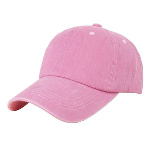 Casquette de baseball 6 panneaux personnalisée rose coton lavé sportif commun tissu vintage papa non structuré vente en gros - Product Image 1