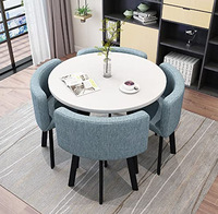 Tables de négociation modernes blanches et ensemble de 4 chaises pour salon, salle de café, bureau à domicile, meubles de bureau en bois