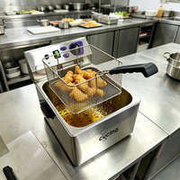 Friteuse électrique professionnelle 4L en acier inoxydable, friteuse de comptoir avec thermostat pour équipement de cuisine de restauration