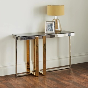 Table <span class=keywords><strong>console</strong></span> moderne plaquée, finition en acier inoxydable plaqué or <span class=keywords><strong>et</strong></span> argent, table <span class=keywords><strong>console</strong></span> de luxe moderne - Product Image 4