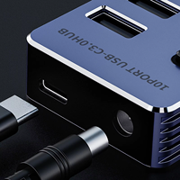 Fabrikant 7-poorts USB3.0 Hub Splitter Onafhankelijke LED-schakelaar Aluminiumlegering Hoge snelheid 5Gbps Gegevensoverdracht voor desktopgebruik