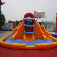 Toboggan aquatique gonflable commercial en PVC, série bleue irisée, double piste, pour piscine résidentielle, école, intérieur/extérieur