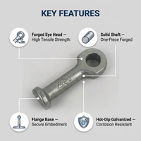 Oeil de levage galvanisé intégré avec bride de base pour applications de manutention de composants en béton préfabriqué 1T-25T