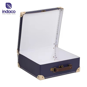Valise carrée en carton personnalisée pour bébé, boîte bleue de luxe, emballage cadeau, impression, valise en papier avec poignée - Product Image 4