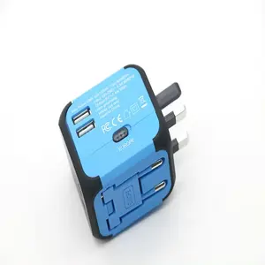 High quality 2*USB Fast Charging Worldwide Universal Adapter International Converters 4 Plug Travel Charger Adapter