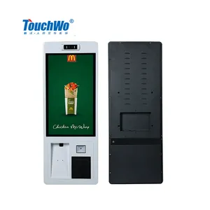 TouchWo 15.6 21.5 23.8 27 32英寸数字触摸屏自助支付亭，带打印机扫描仪和相机