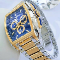 Montre Chronographe à Quartz pour Homme, Boîtier Doré, Cadran Multifonction, Bracelet en Silicone et Métal, Tendance Quotidienne et Soirée