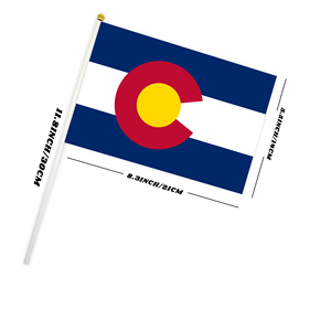 Custom Logo Colorado The Centennial State Hand Waving <b>Flag</b> 14x21cm Stick Banner for Football and Sports Events - Product Image 5